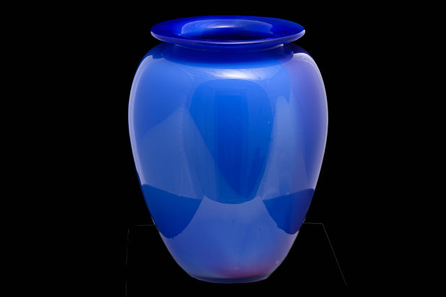 New Zealand Glassmaker "Raos" Blue Art Glass Vase.