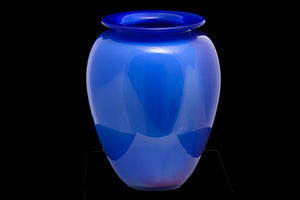 New Zealand Glassmaker "Raos" Blue Art Glass Vase.