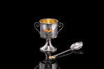 James Fenton Sterling Silver and Enamel Arts and Craft Egg Cup and Spoon.