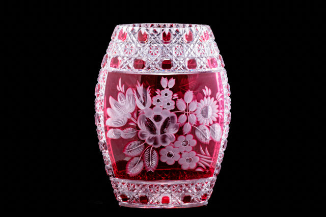 Meissen Cranberry Cut to Clear Crystal Vase