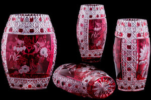 Meissen Cranberry Cut to Clear Crystal Vase