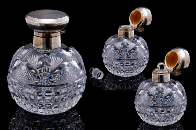 Edwardian Stering Silver Top Perfume Bottle.