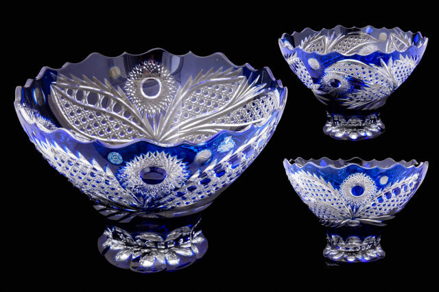 Vintage Bohemian Flash Cut Crystal Bowl.