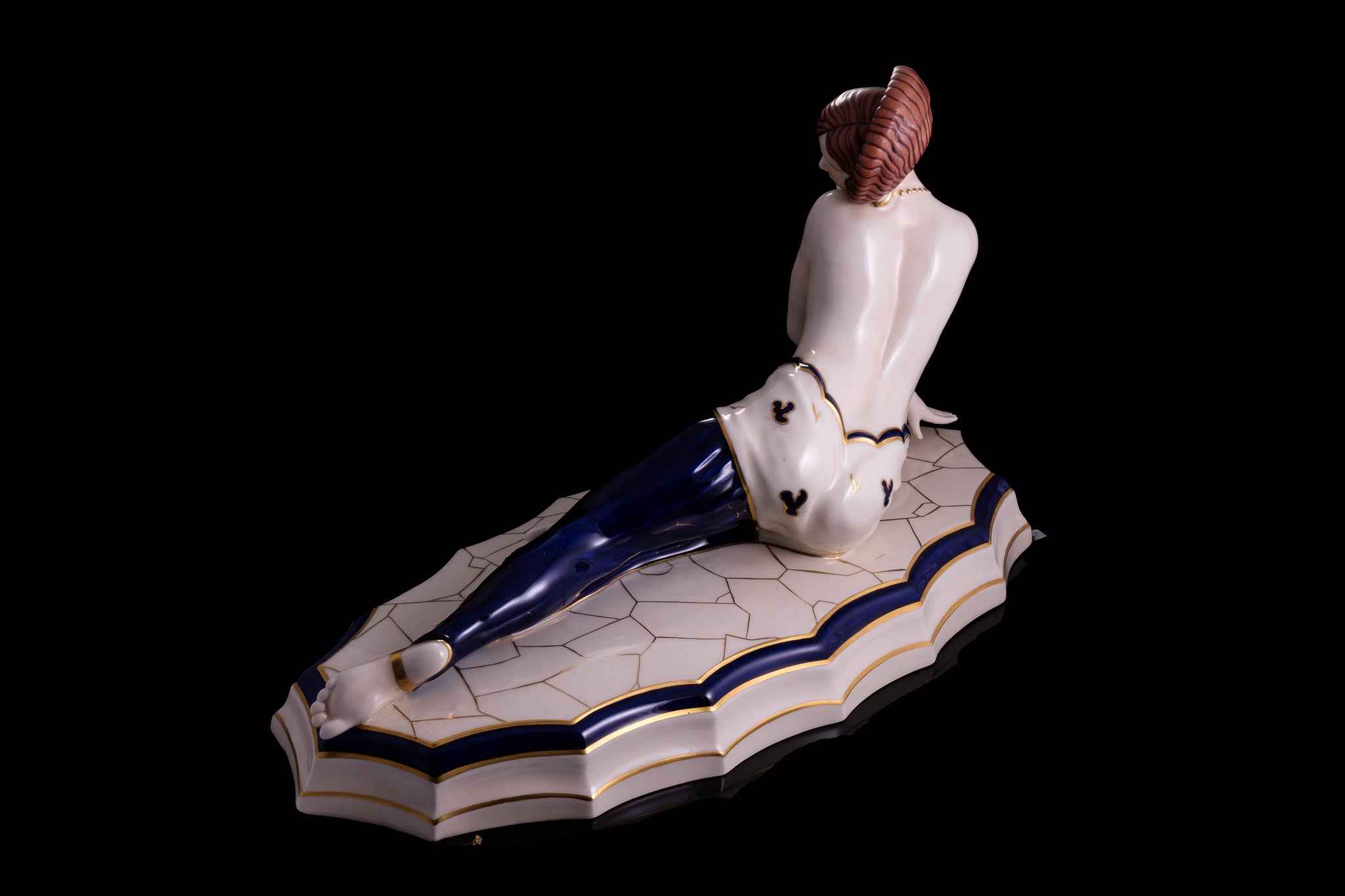 Edwardian Royal Dux Reclining Art Deco Figurine.   SOLD