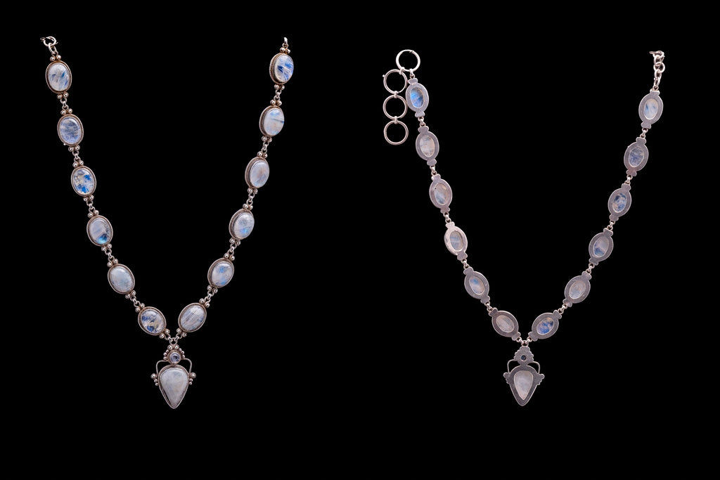 Victorian Moonstone Necklace set in Sterling Silver
