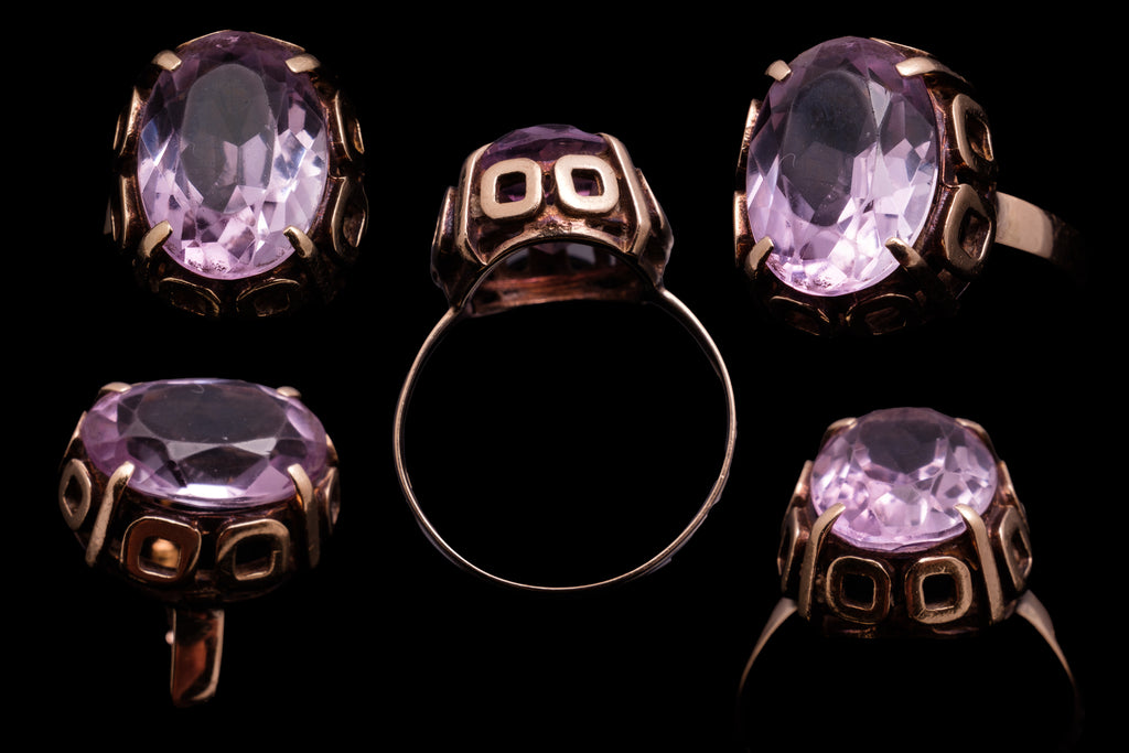 Vintage Gold and Amethyst Cocktail or Dress Ring.