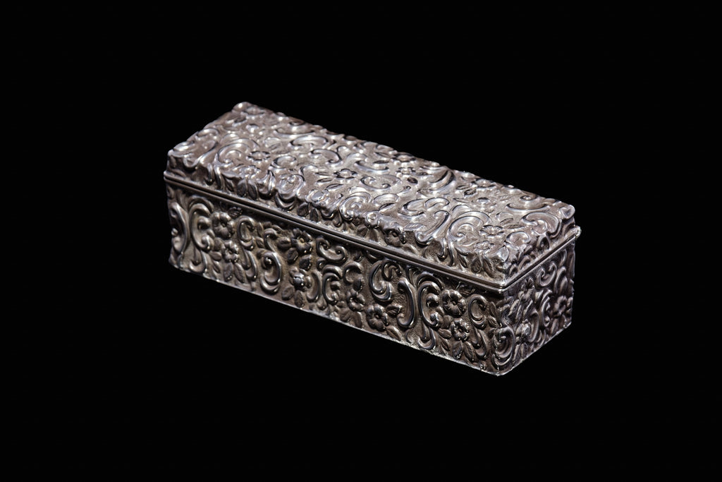 Victorian Sterling Silver Embossed Trinket Box