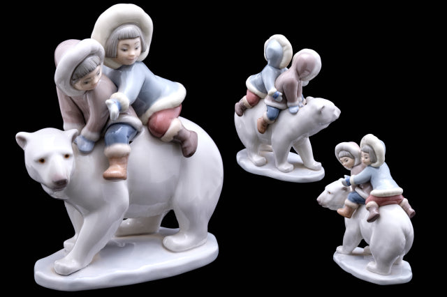 Lladro Figurine "Children Playing With a Polar Bear.