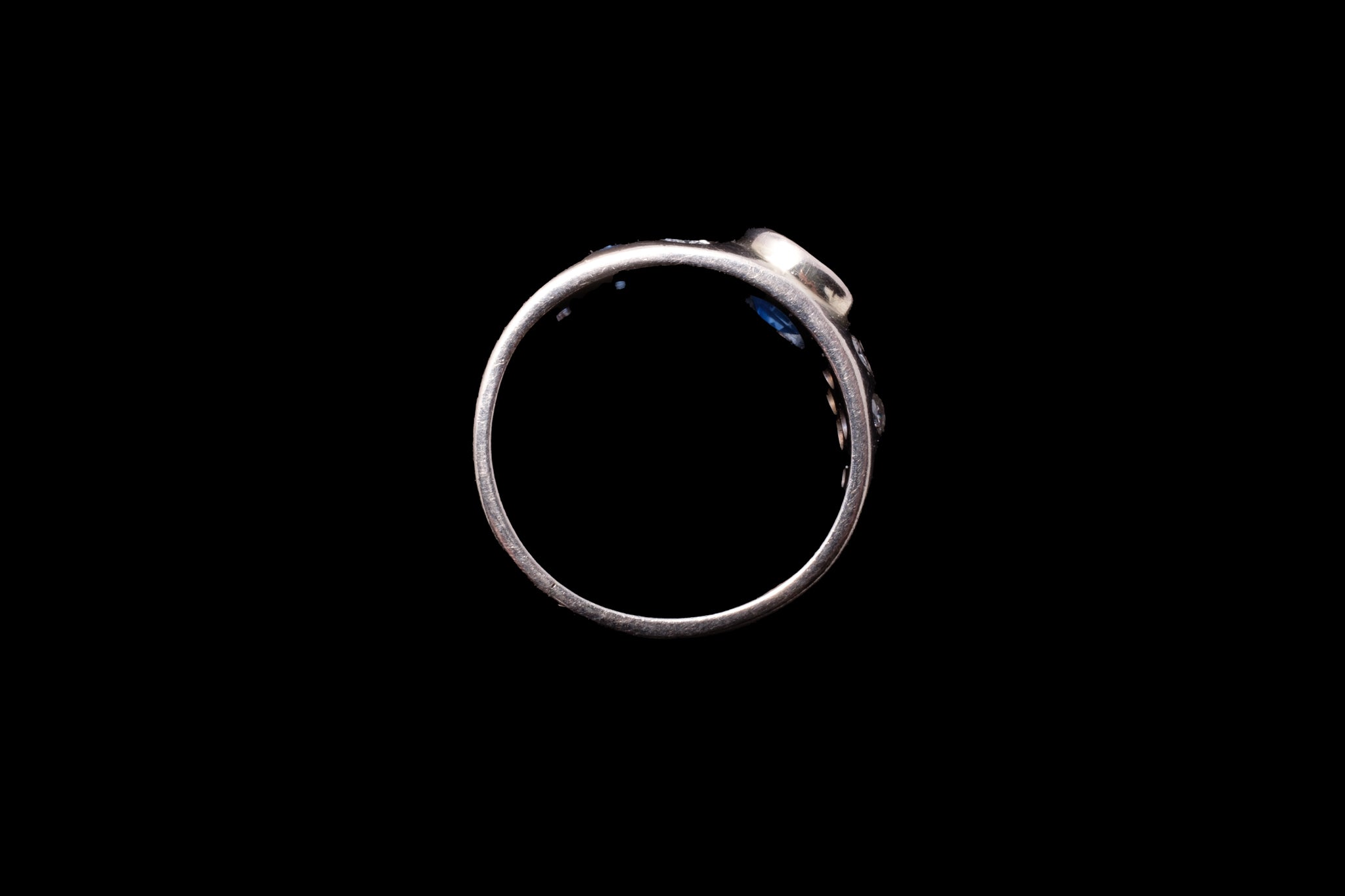 Contemporary White Gold, Sapphire and Diamond Ring.