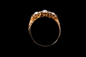 Edwardian Gold, Seed Pearls and Diamond Ring.