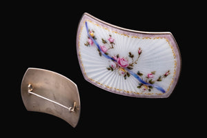 Edwardian Guilloche Enamel Floral Brooch.