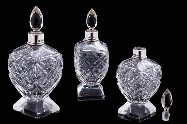 Victorian Sterling Silver Collared Perfume Bottle.