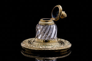 Victorian Gilt Bronze Stand and Glass Inkwell.