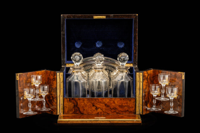 Victorian Tantalus in Walnut Case