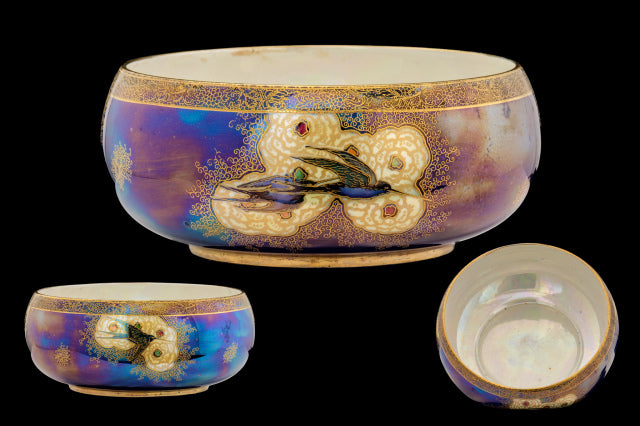Edwardian Carltonware Handpainted Kingfisher Bowl.