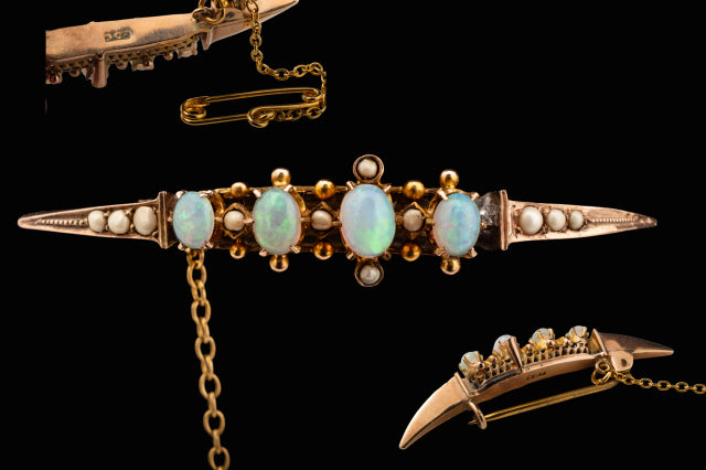 Victorian Gold and Opal Bar Brooch