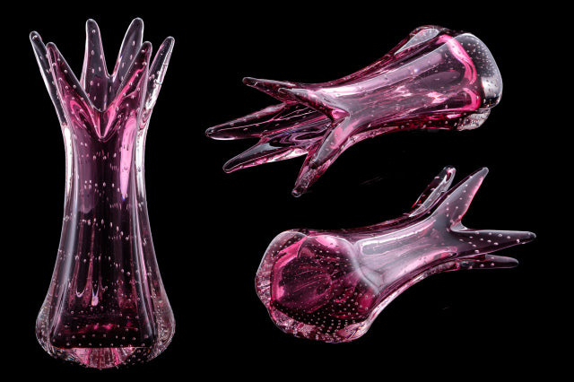 Mid Century Pale Maroon/Pink ArtGlass Bubble vase.