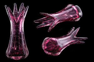 Mid Century Pale Maroon/Pink ArtGlass Bubble vase.