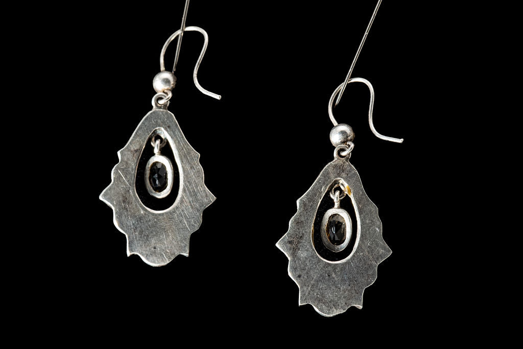 Victorian Sterling Silver Agate and Citrine Earrings.