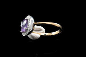 Vintage Gold, Amethyst and Diamond Ring.