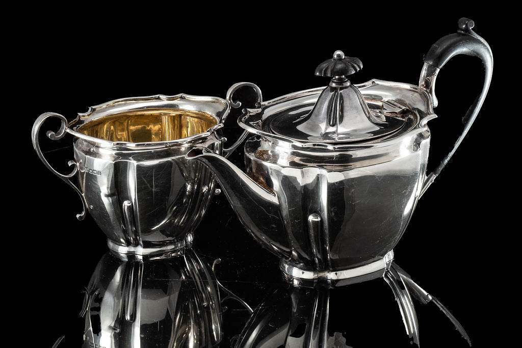 Edwardian Sterling Silver Teapot and Milk Jug.