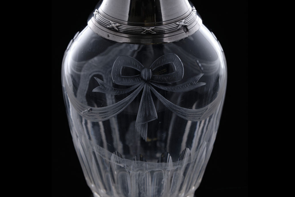 French Perfume Bottle with a Sterling Silver Collar.