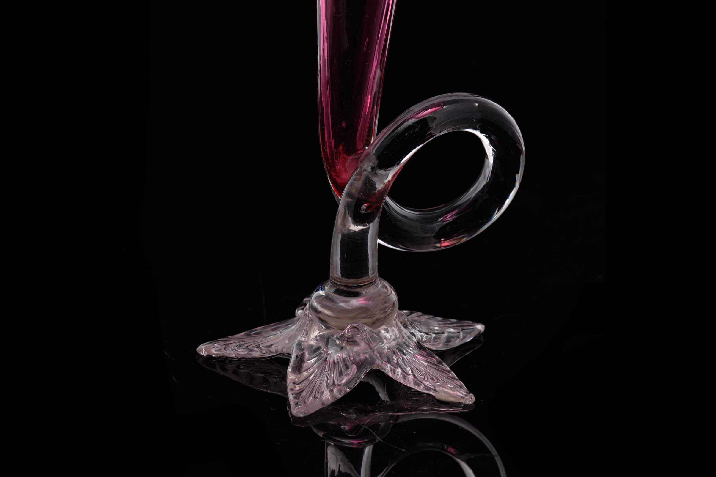 Victorian Jack-in-the-Pulpit Ruby Glass Vase.