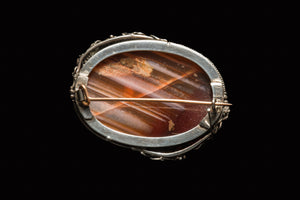 Victorian Agate Brooch with Sterling Silver Decoration.
