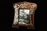 Victorian Art Nouveau Sterling Silver on Wood Photo Frame.
