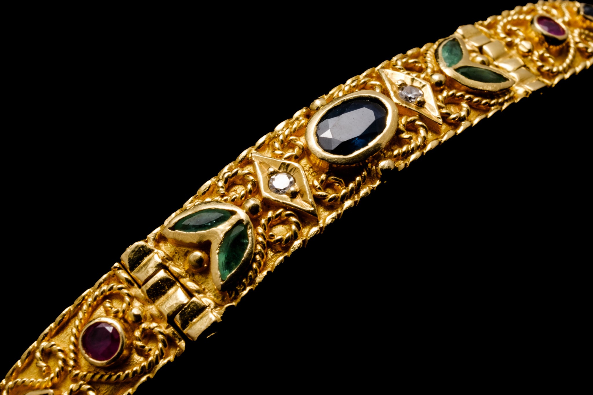 Vintage Gold, Sapphire, Ruby and Emerald. Bracelet.   SOLD
