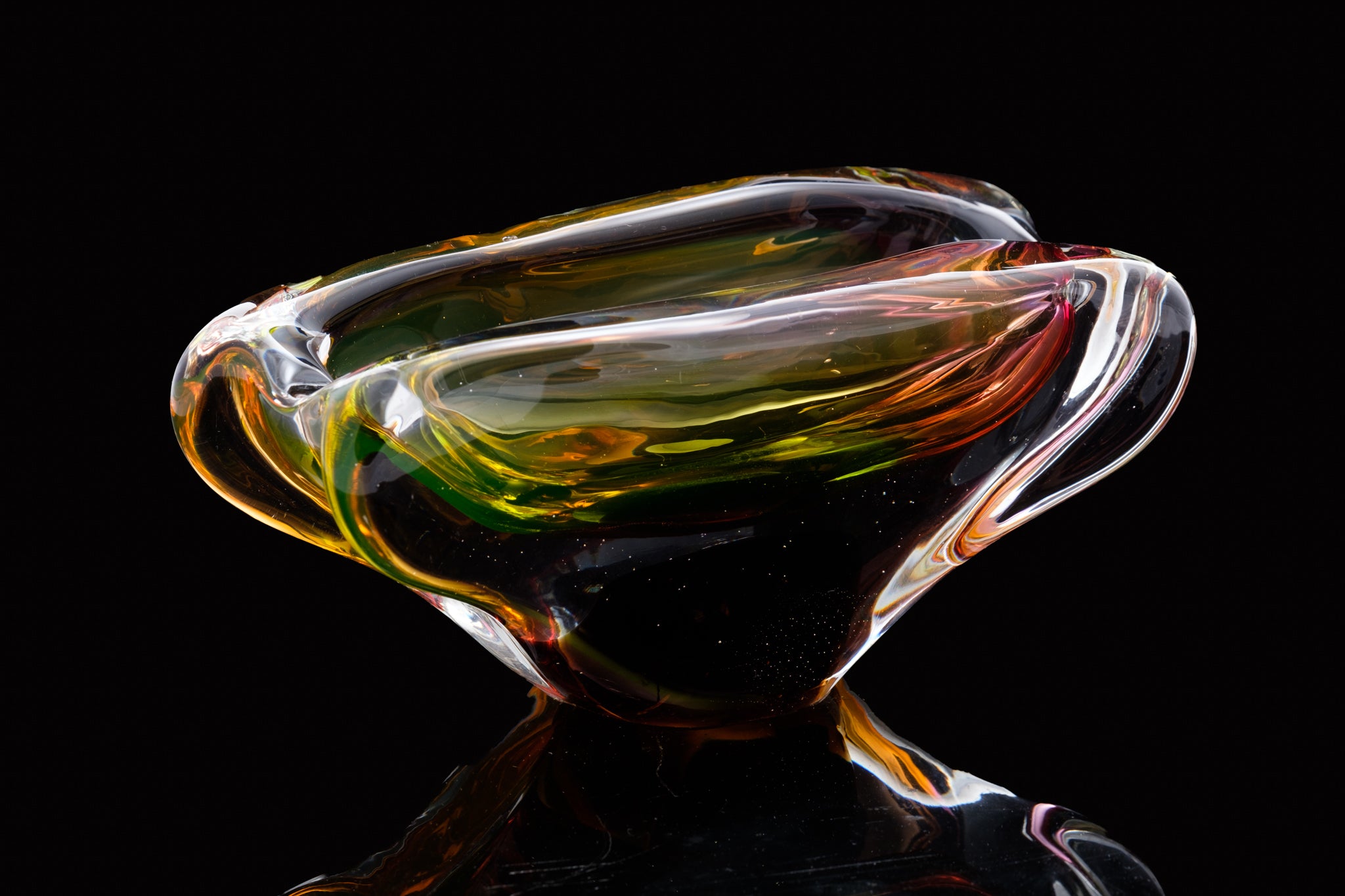 Mid Century Czechoslovakian Art Glass Bowl.