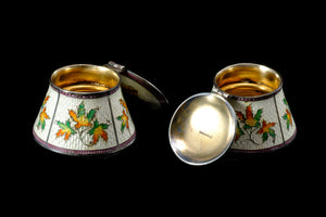 Edwardian Sterling Silver and Enamel Inkwell.