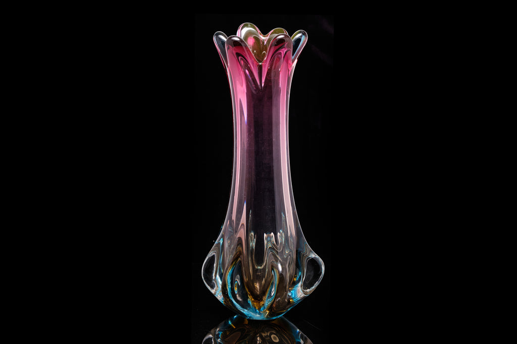 Mid Century Czechoslovakian Art Glass Vase.