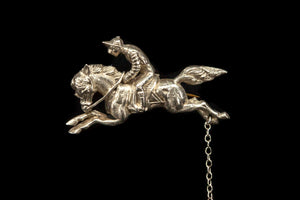 Sterling Silver Horse and Jockey Brooch