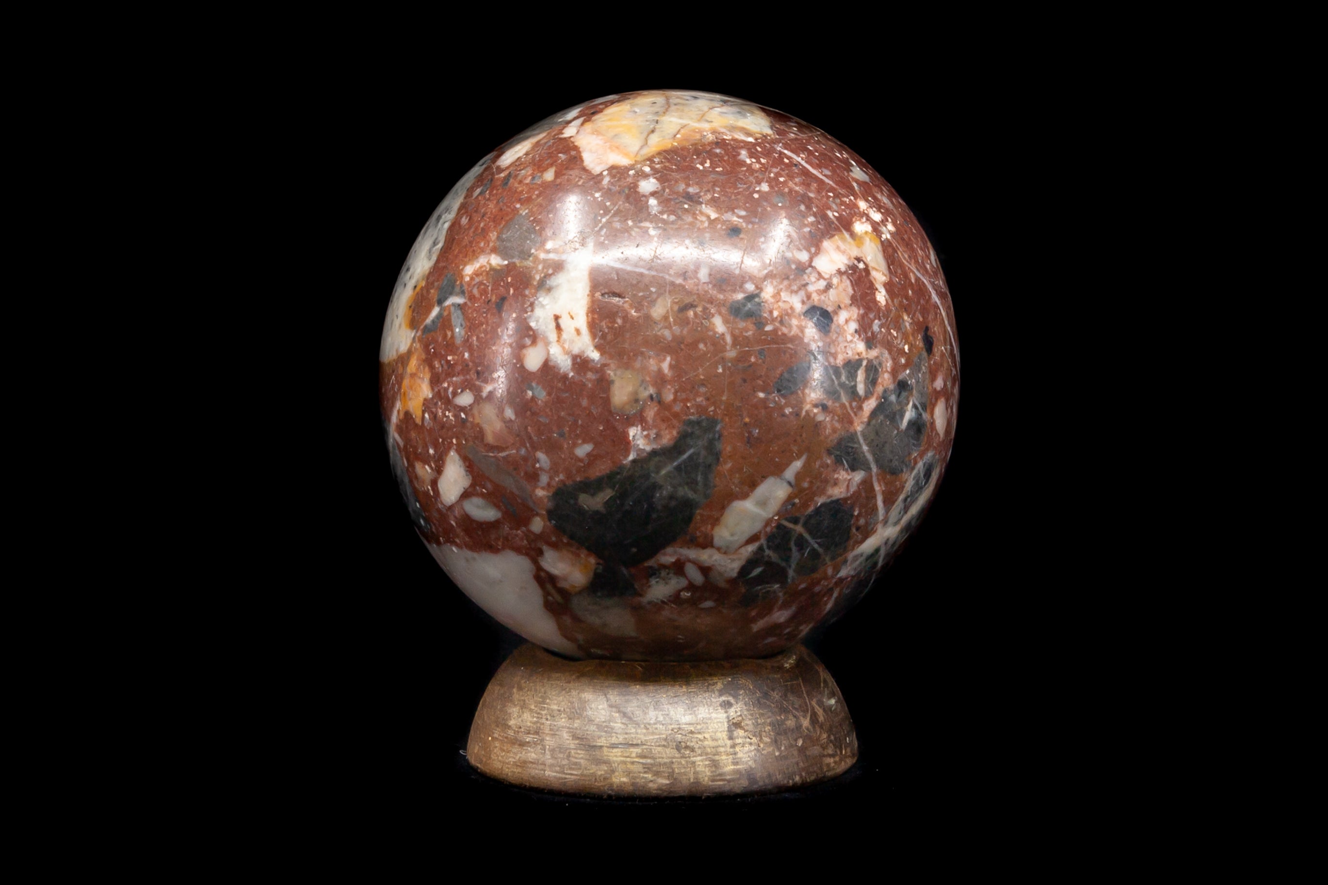 Victorian Marble Ball Paperweight on Wooden Stand