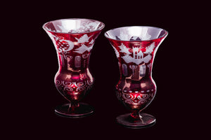 A Pair of Bohemian Cut Glass Vases.