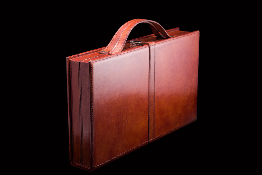 Contemporary Backgammon Set in a Leather Case.