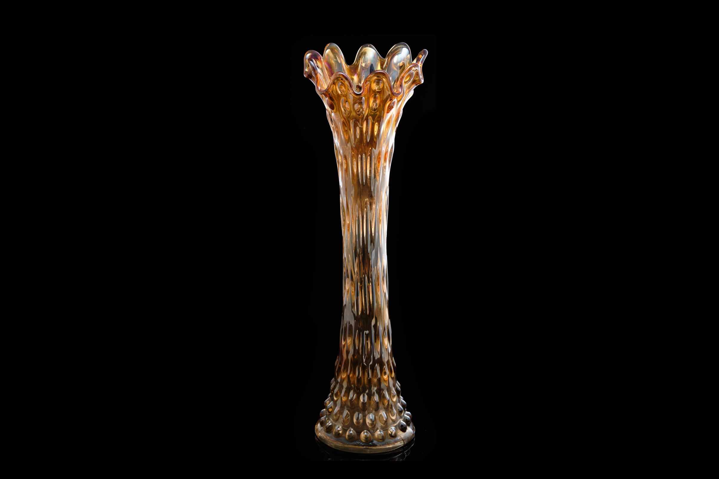 Marigold Carnival Glass Vase.