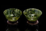 A Pair of Spinach Jade Bowls with Stands.