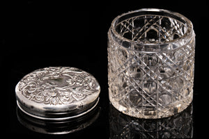 Edwardian Trinket Pot with Sterling Silver Top.