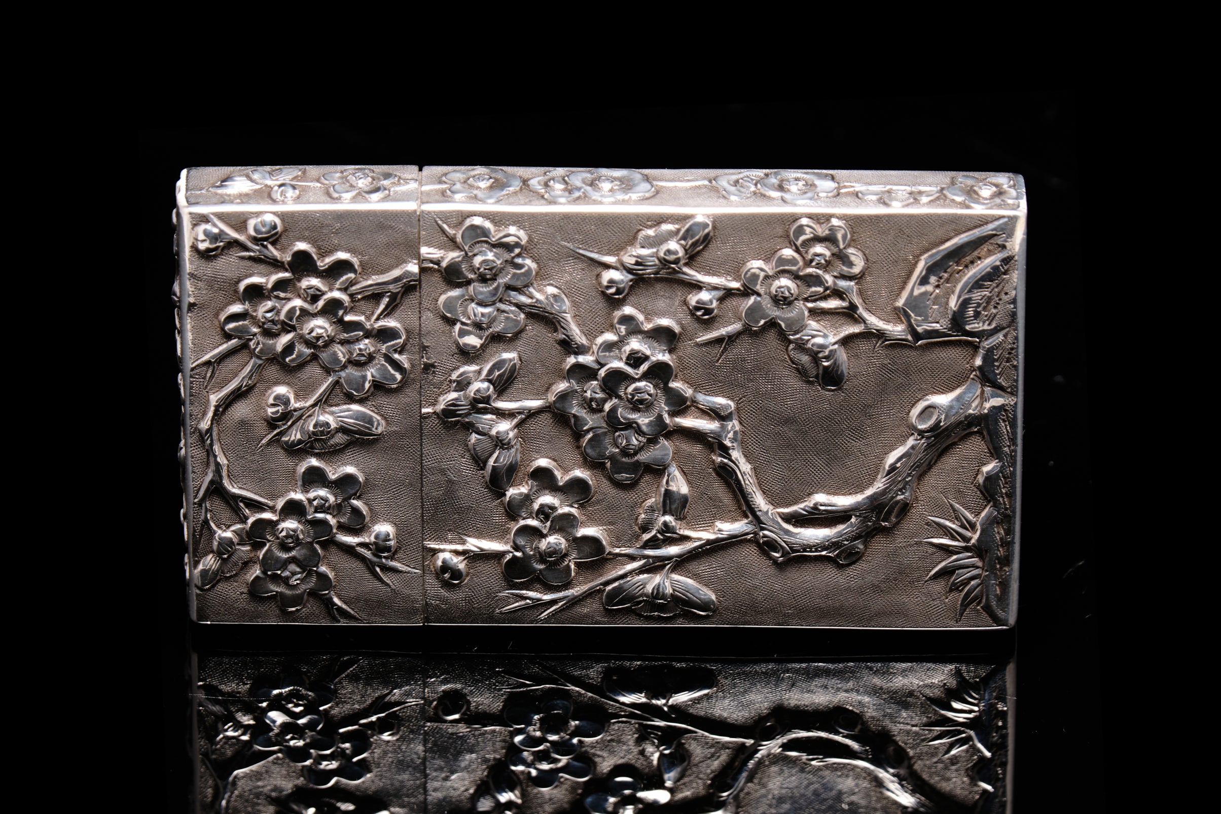 Edwardian Chinese Sterling Silver Card Case.