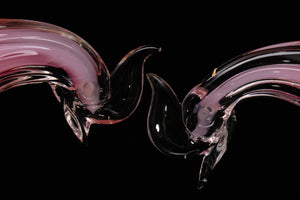 Mid Century Pair of Murano Glass Birds.