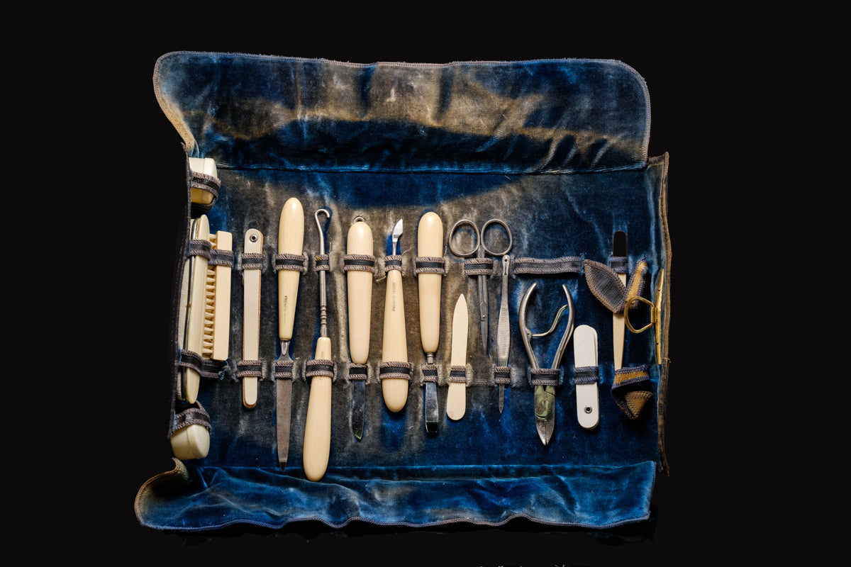 French Ivory (Celluloid) Travelling Manicure Set.