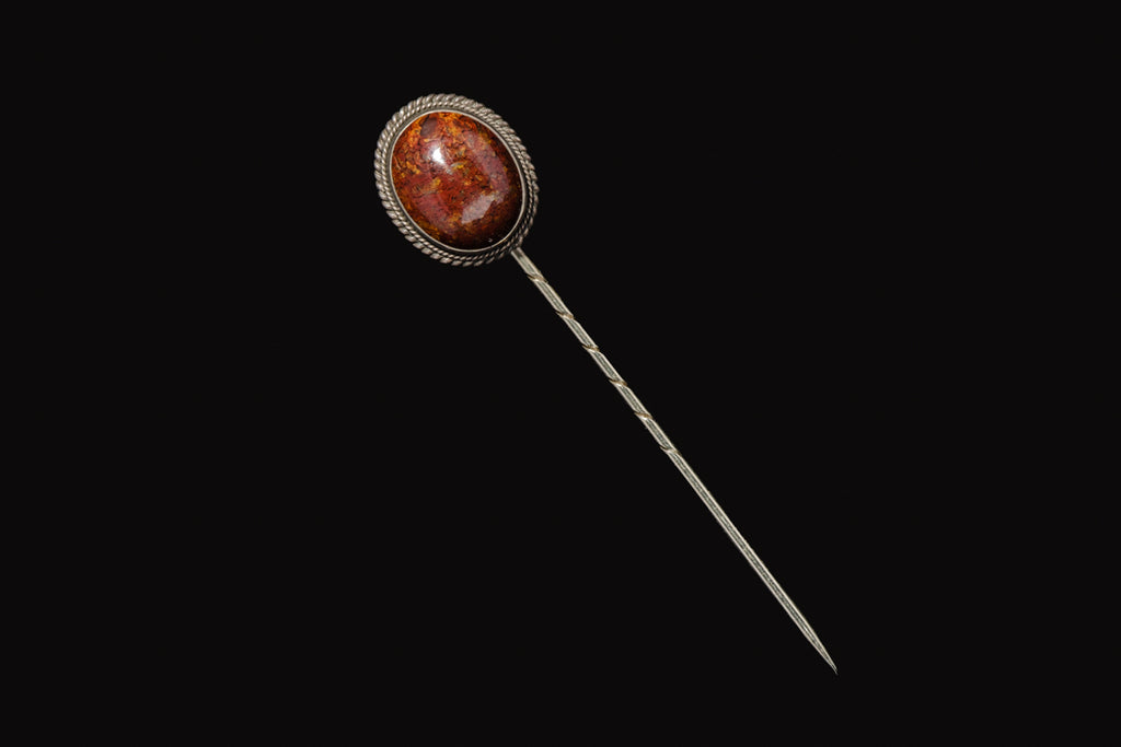Victorian Sterling Silver and Agate Pin.