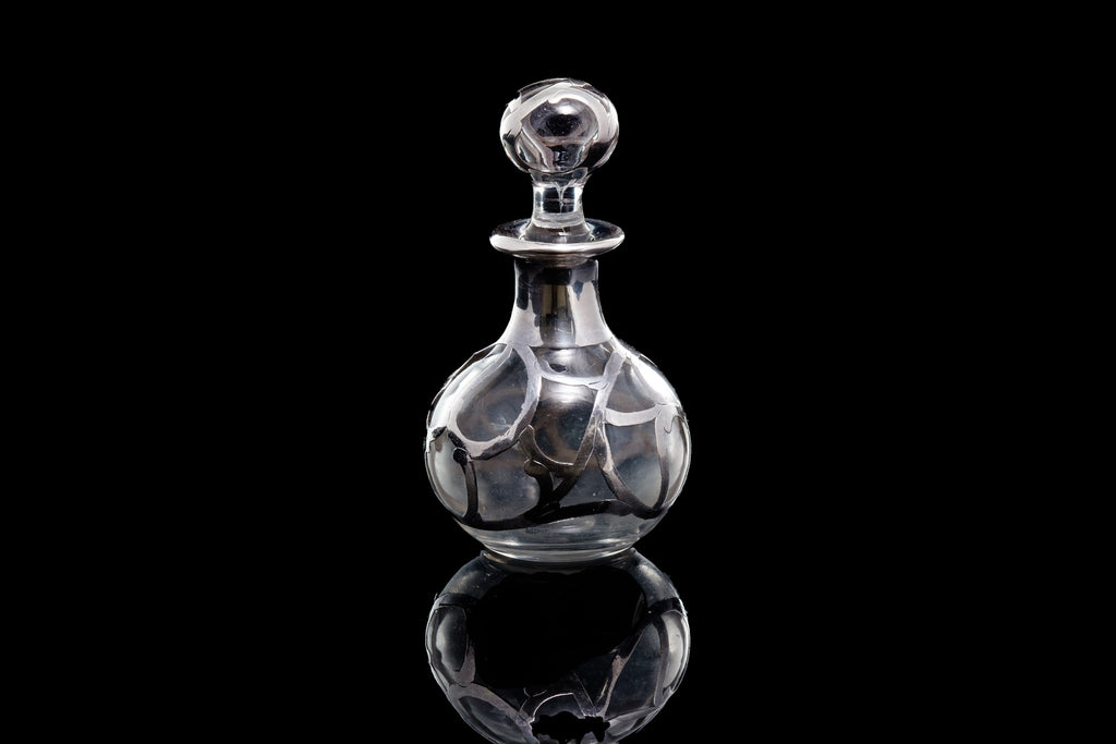 Edwardian Sterling Silver Overlaid Perfume Bottle.   SOLD