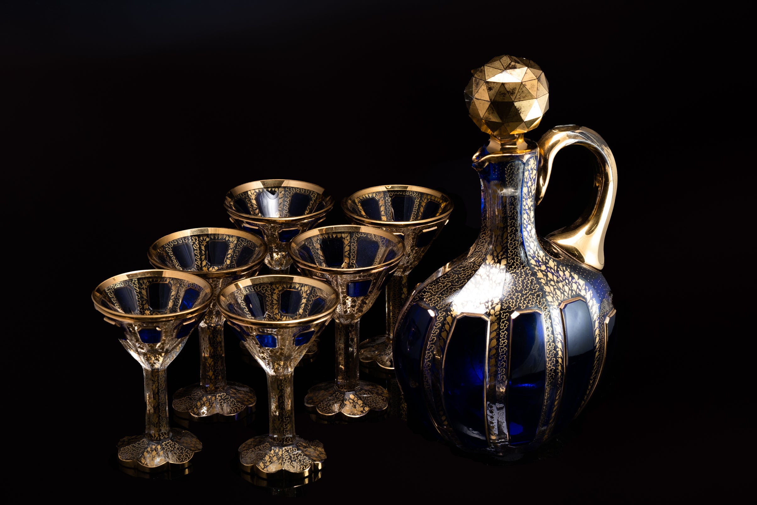 Antique French Sherry/Port Decanter. and Six Glasses.