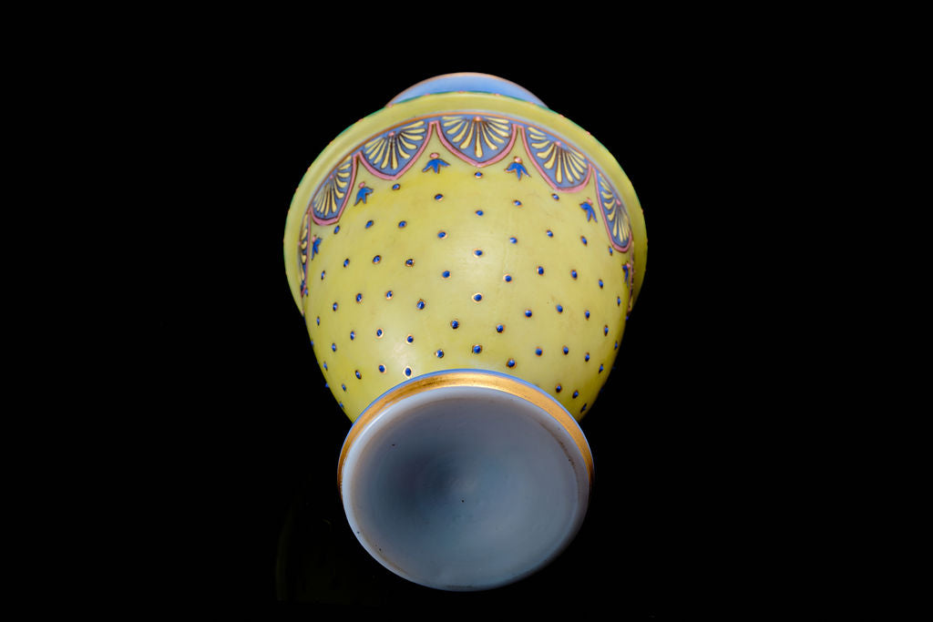 Victorian Hand Enamelled Glass Vase.