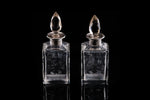 Edwardian Pair of Sterling Silver Collared Perfume Bottles.