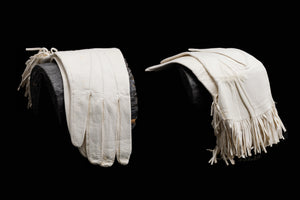Victorian Fringed Leather Gloves in Original Box with Leather Soap.