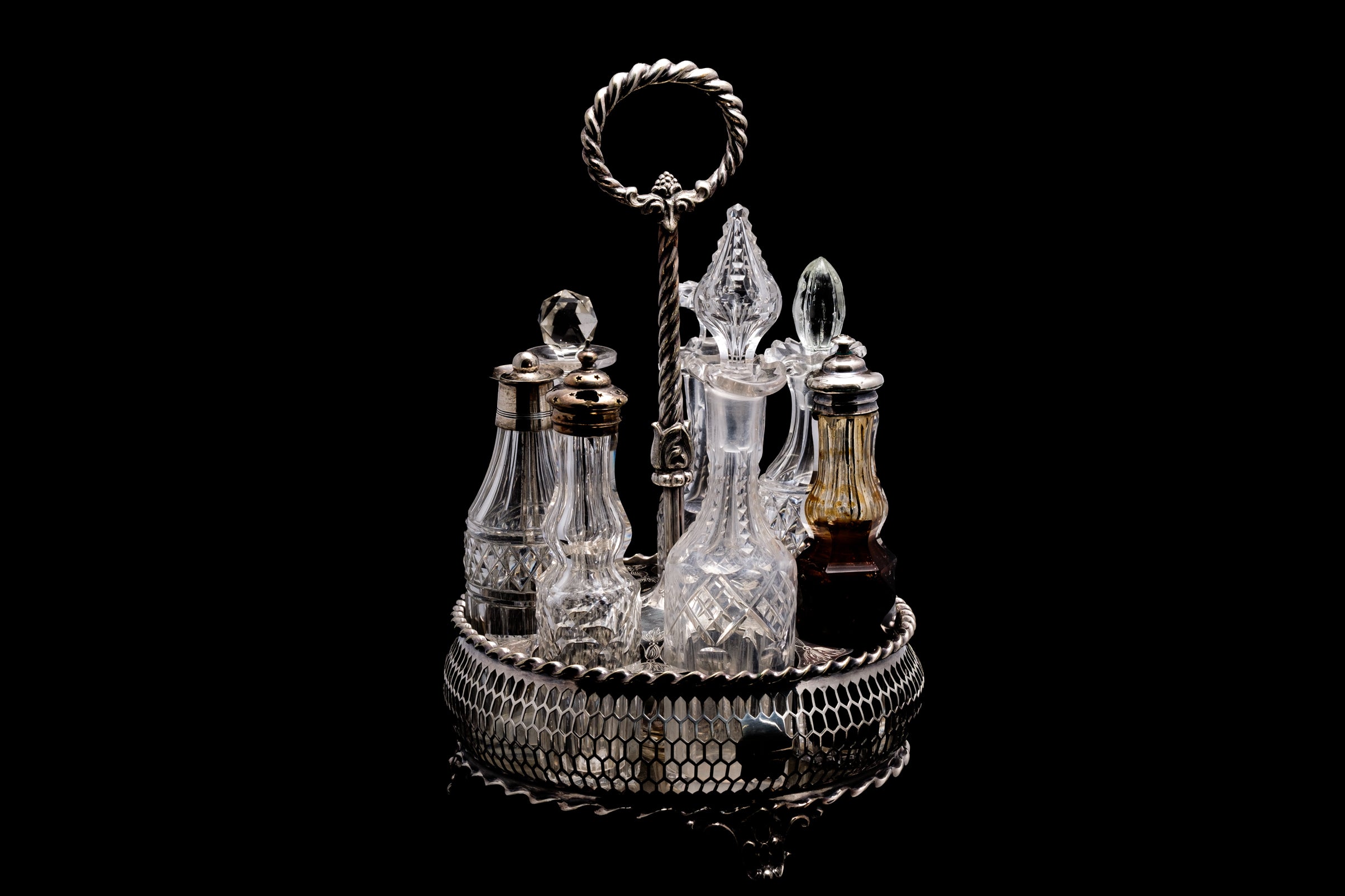 Victorian Condiment Set in E.P.N.S. Stand.